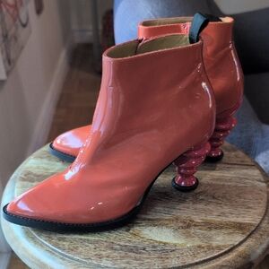 John Fluevog The Powerhouse Rashida patent ankle boots in Orange